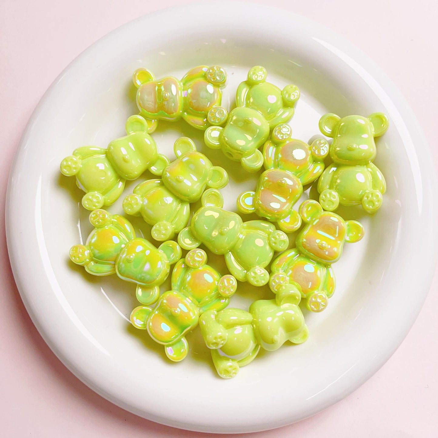 Glow In The Dark Plating Bear Acrylic Beads 24-34mm Two-Color 5pcs 17