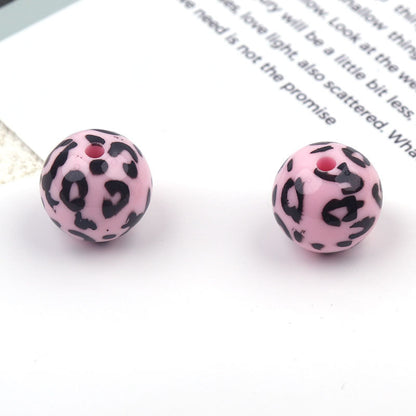 UV Plating Round Acrylic Beads 16mm Candy Colored Leopard Print 20pcs 8