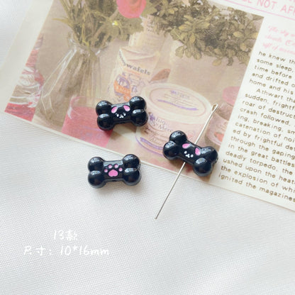 Silicone Focal Beads Sassy Barbie Style Baking Painted Alloy Black Pink 14