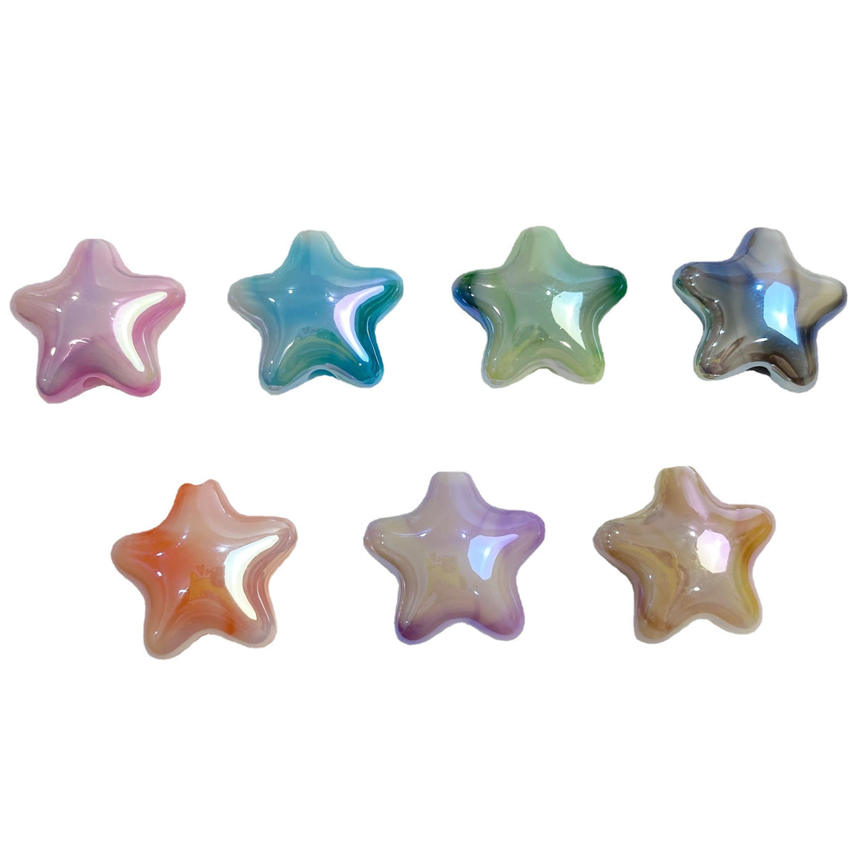 UV Plating Dual Color Cloud Gradient Star Acrylic Beads 22mm 50pcs 5