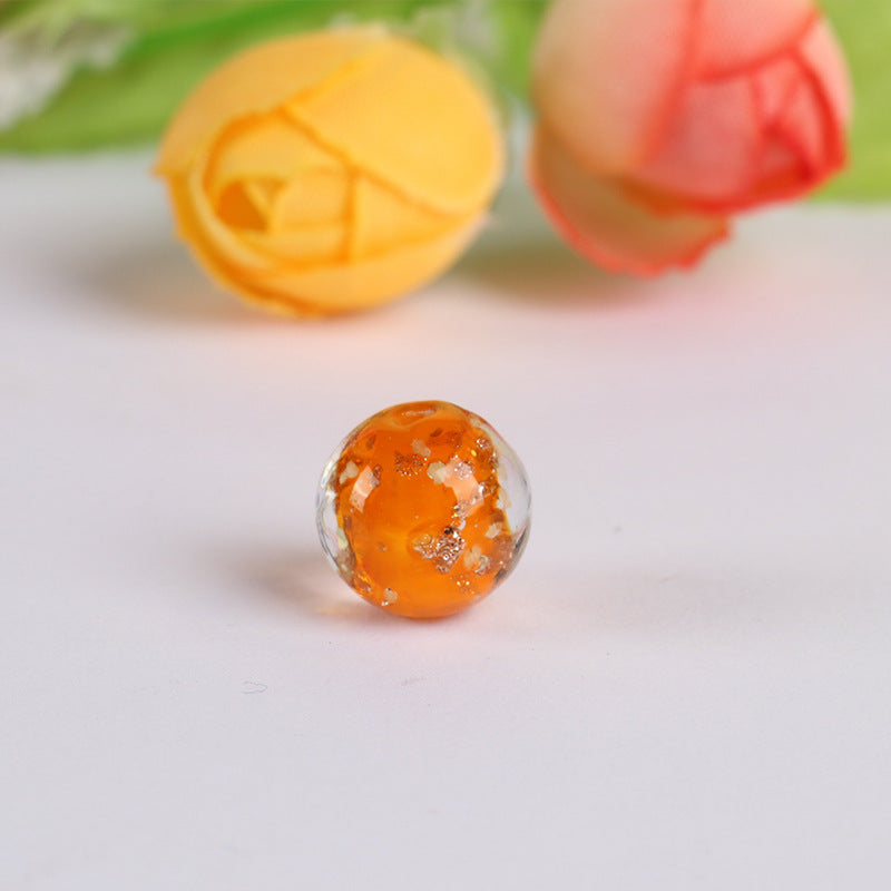 Lampwork Glass Beads Round 8 10 12mm Luminous Porcelain Gold Foil 5pcs 7