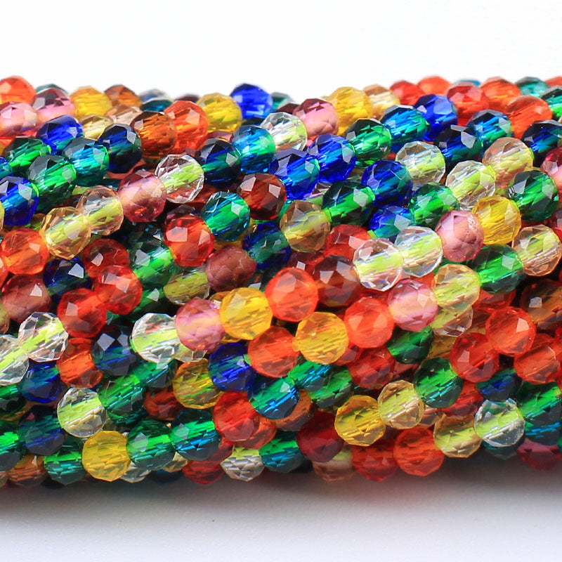 Transparent Disc Seed Glass Beads 2mm Glossy Blue Tones 360pcs 2 Strands 26