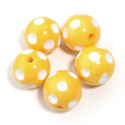 Polka Dot Bubblegum Beads 20mm Colorful Concave Resin Round 10pcs 10