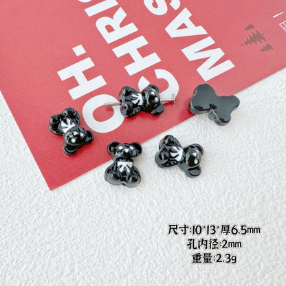 Bear and Double Heart Metal Beads 13mm Baking Painted Alloy 10pcs 15