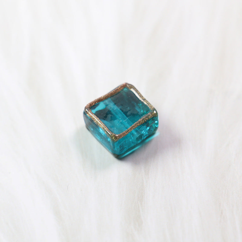Lampwork Glass Beads Square 12mm Transparent Filigree 20pcs 6