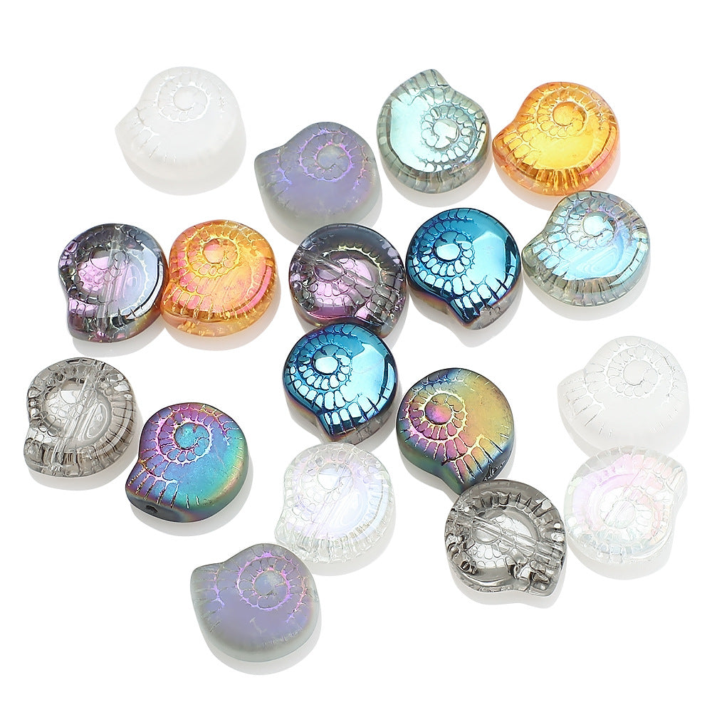 Electroplated Snail Glass Beads 12mm Transparent Iridescent 30pcs 5