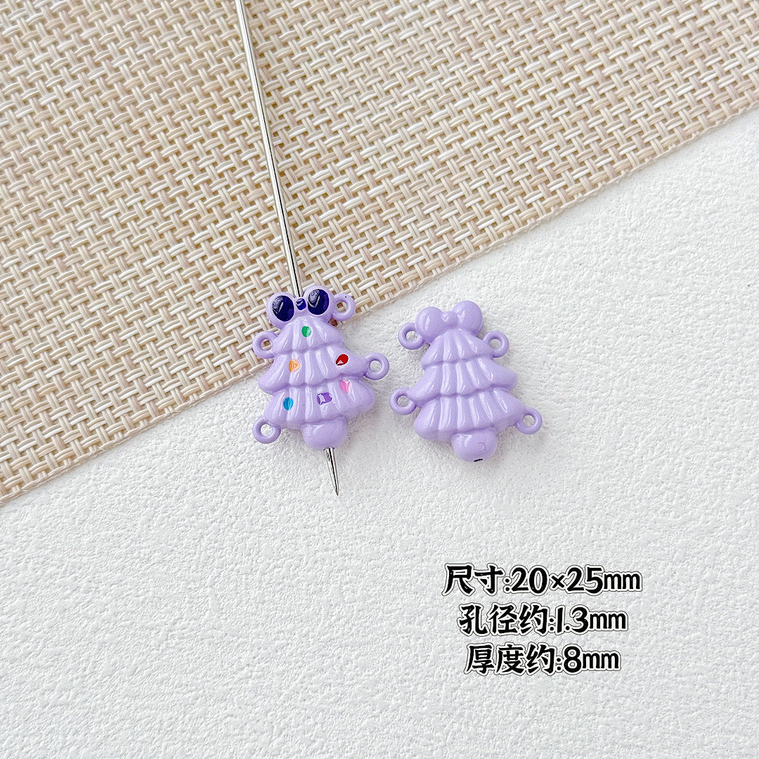 Baking Painted Christmas Tree and Bells Metal Beads 20pcs Festive Colors 32