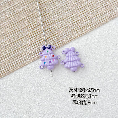 Baking Painted Christmas Tree and Bells Metal Beads 20pcs Festive Colors 32