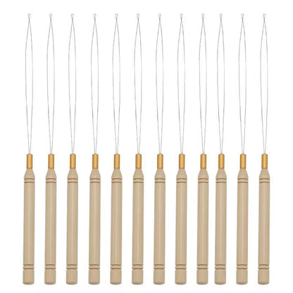 Jewelry Needle Hook Tools Wood Handle Fine Metal Loops 8pcs 14cm