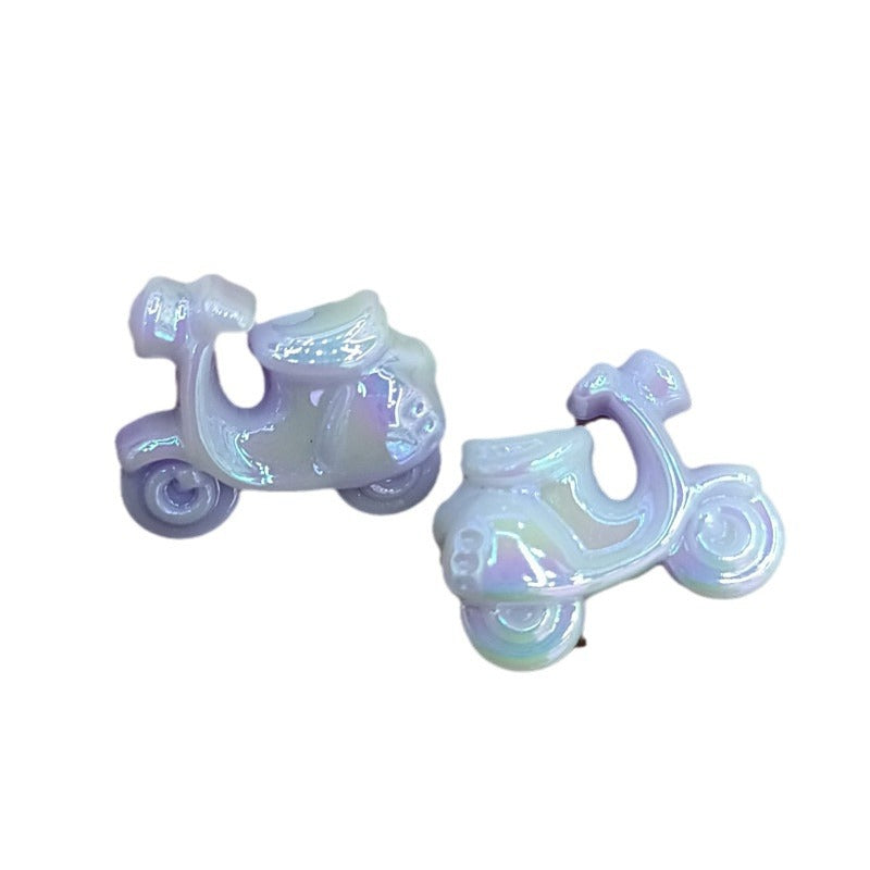 Glow In The Dark Motorcycle Acrylic Beads 20-25mm Iridescent Pastel 100pcs 5