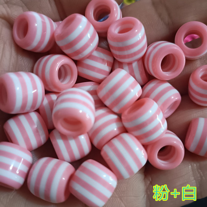 Striped Resin Beads 12mm Large Hole Multicolor Chunky 100pcs 22