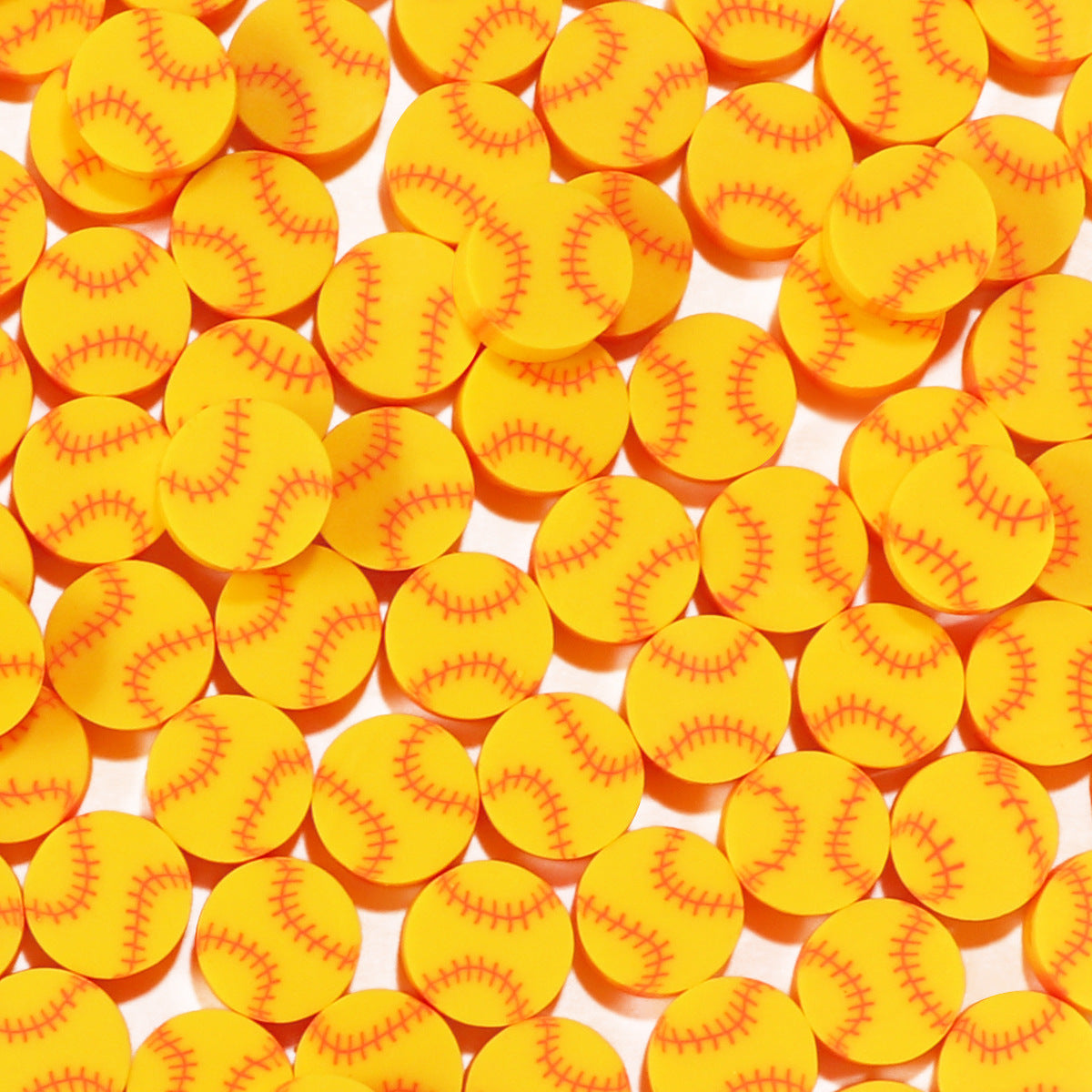 Rugby Clay Beads 10mm Polymer Brown White Laces 50pcs 7