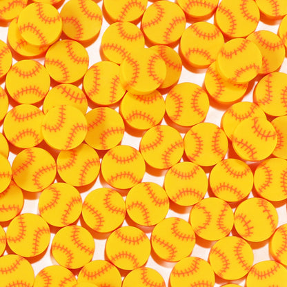 Rugby Clay Beads 10mm Polymer Brown White Laces 50pcs 7