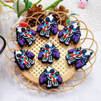 Silicone Focal Beads Purple Stitch Zebra Pattern 20pcs 2
