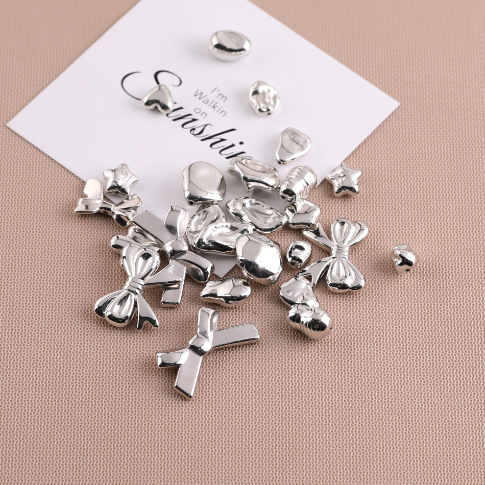 Silver Tone Irregular Shape CCB Plastic Beads 200pcs