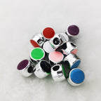 Flat Round Acrylic Beads 12mm Glossy Mixed Colors Silver Frame 50pcs 4