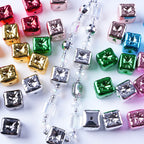 Metallic Balloon Concave Square Acrylic Beads 14mm Glossy 50pcs