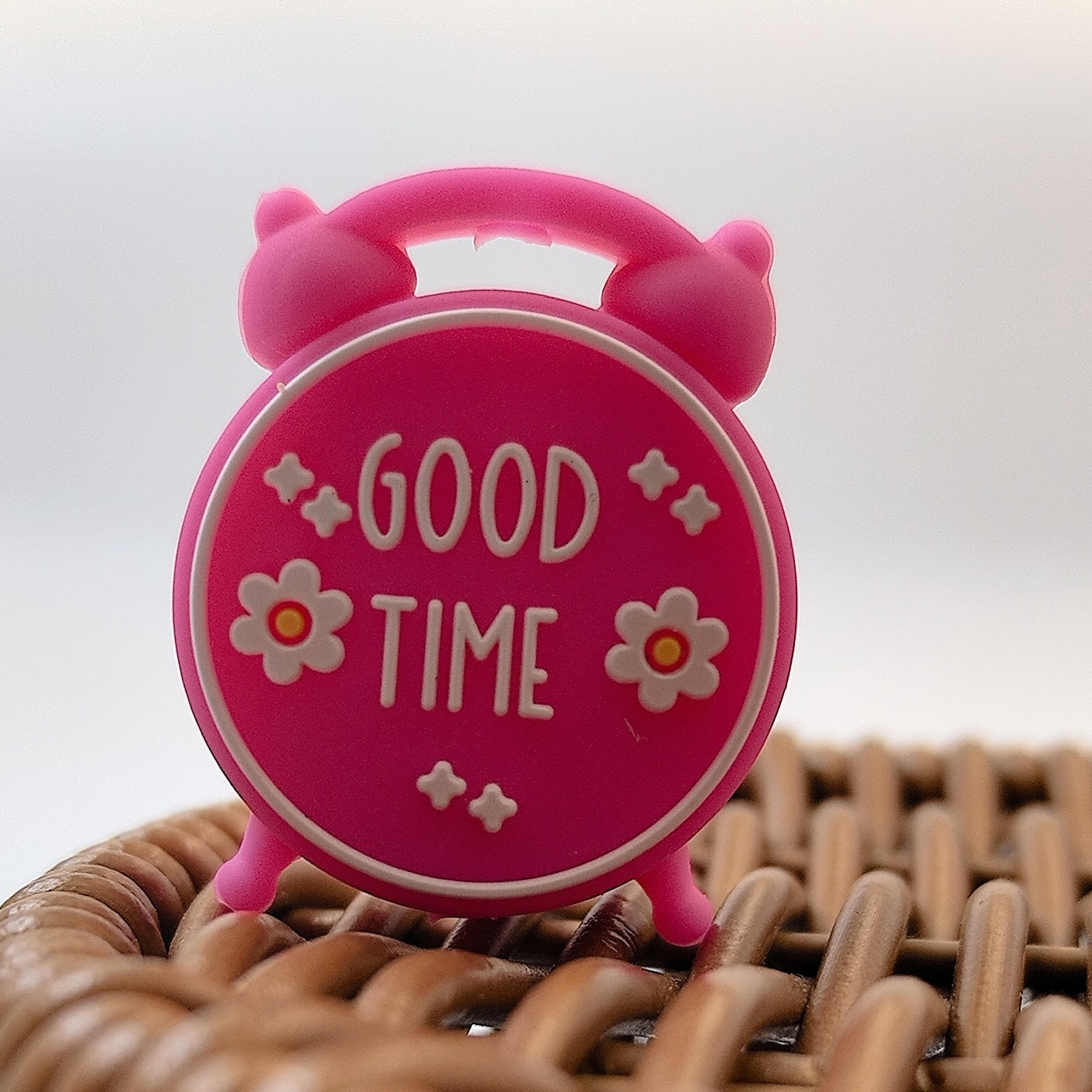 Silicone 3D Focal Beads Good Time Alarm Clock Rounded Base 20pcs 7