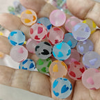 Matte Heart Acrylic Beads 16mm Printed Multicolor 100pcs 4