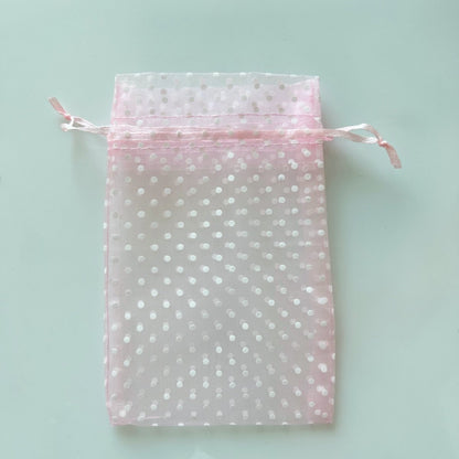 Organza Drawstring Bags White Polka Dot 7.5x10cm 10pcs Colorful 10
