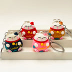 Soft Rubber Cat Maneki-Neko Keychain Lucky Charm Colorful 2
