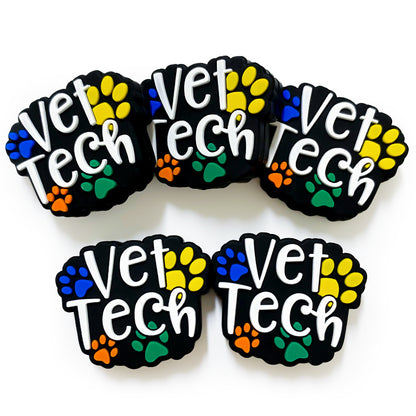 Silicone Focal Beads Vet Tech Dog Claws With Vet Tech Lettering 20pcs 3