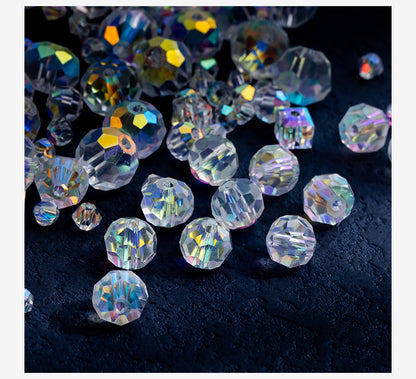 Electroplated Faceted Glass Beads 4-10mm Aurora AB Double-Sided Colors 7