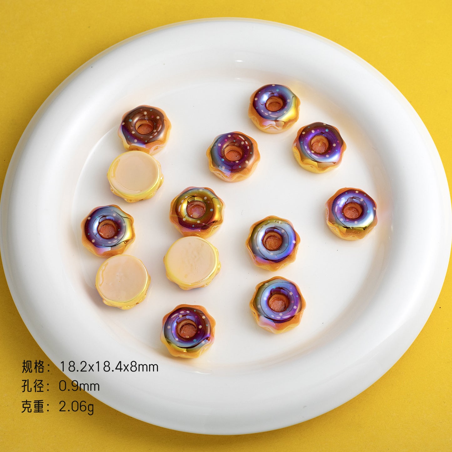 Plating Caramel-Glazed Donut Resin Beads 18mm 10pcs 10