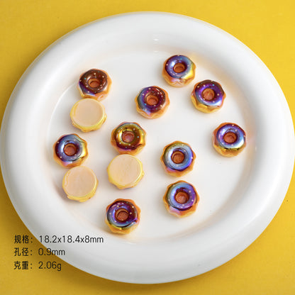 Plating Caramel-Glazed Donut Resin Beads 18mm 10pcs 10