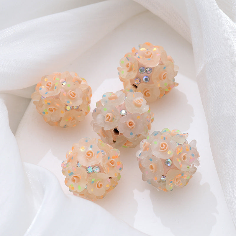 Floral Bubblegum Beads 20mm Glow In The Dark Matte Flower Ball 5pcs 10