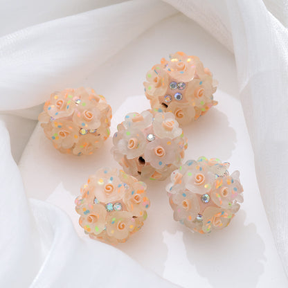 Floral Bubblegum Beads 20mm Glow In The Dark Matte Flower Ball 5pcs 10