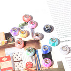 Blooming Color Marble Resin Spacer Beads 14mm Glossy Metal-Lined Hole 100pcs