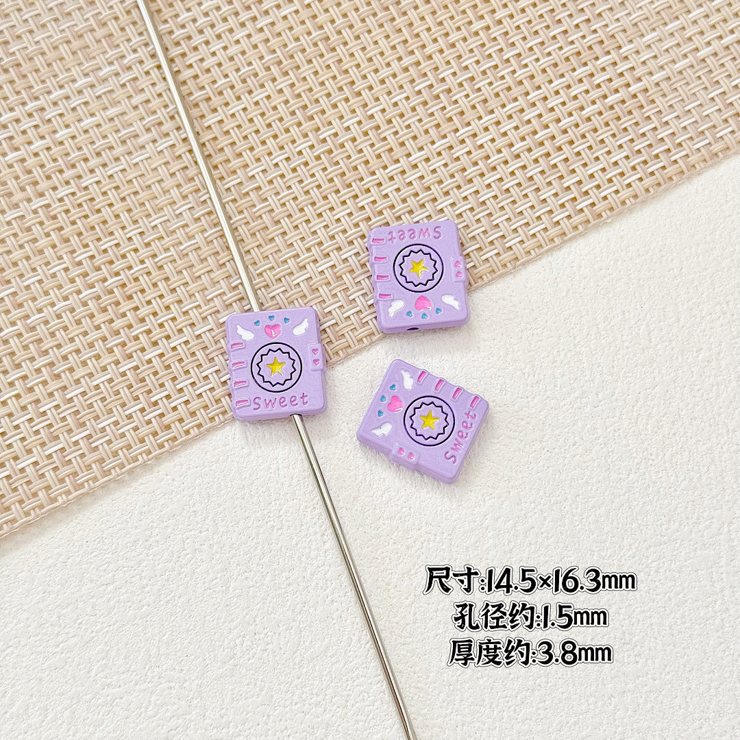Baking Painted Magic Book Cloud Metal Beads 16mm Cute Pastel 10pcs 8