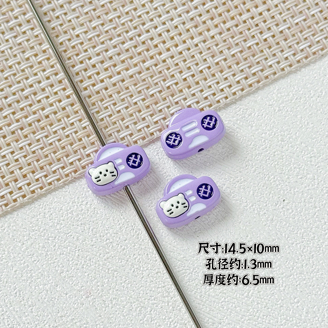 Kitten and Teddy Bear Metal Beads 14mm Hand Painted Alloy 10pcs 10