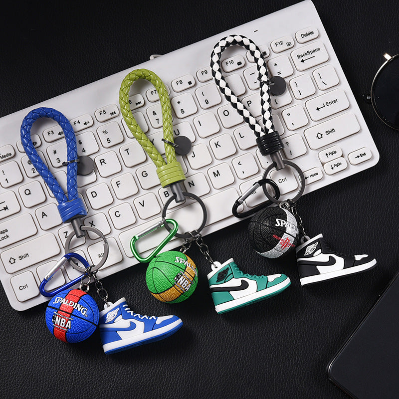 Silicone Basketball Sneaker Keychain with Mini Basketball Charm