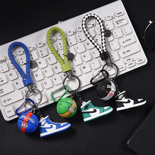 Silicone Basketball Sneaker Keychain with Mini Basketball Charm