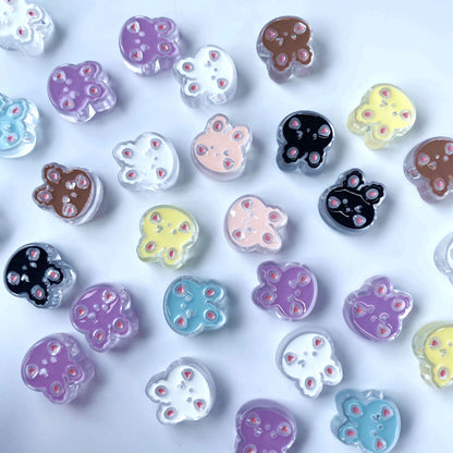 Painted Rabbit Acrylic Beads 24mm Transparent Pastel Colors 100pcs 2