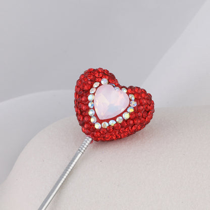 Rhinestone Heart Clay Beads 24mm Colorful Sparkling 6pcs 20