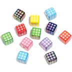 Square Acrylic Beads 14mm Grid and Fruit Pattern 50pcs 6