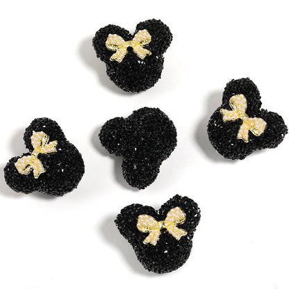 Bow Mickey Head Rhinestone Beads 29mm Pearl Bow 5pcs 8