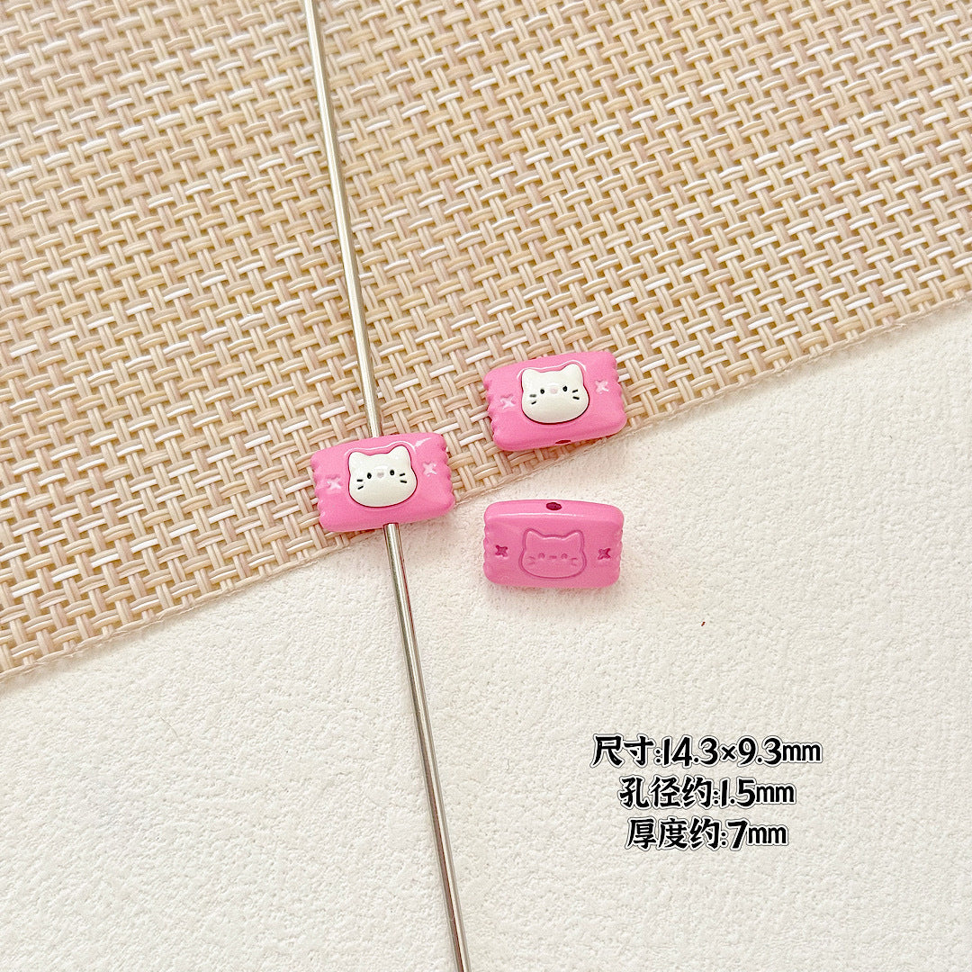 Pillow Metal Beads 14-16mm Glossy Painted Cat Face Alloy 10pcs 9