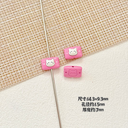 Pillow Metal Beads 14-16mm Glossy Painted Cat Face Alloy 10pcs 9