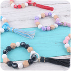 Daisy Tassel Silicone Beaded Wristlet Keychain Colorful Charm 4