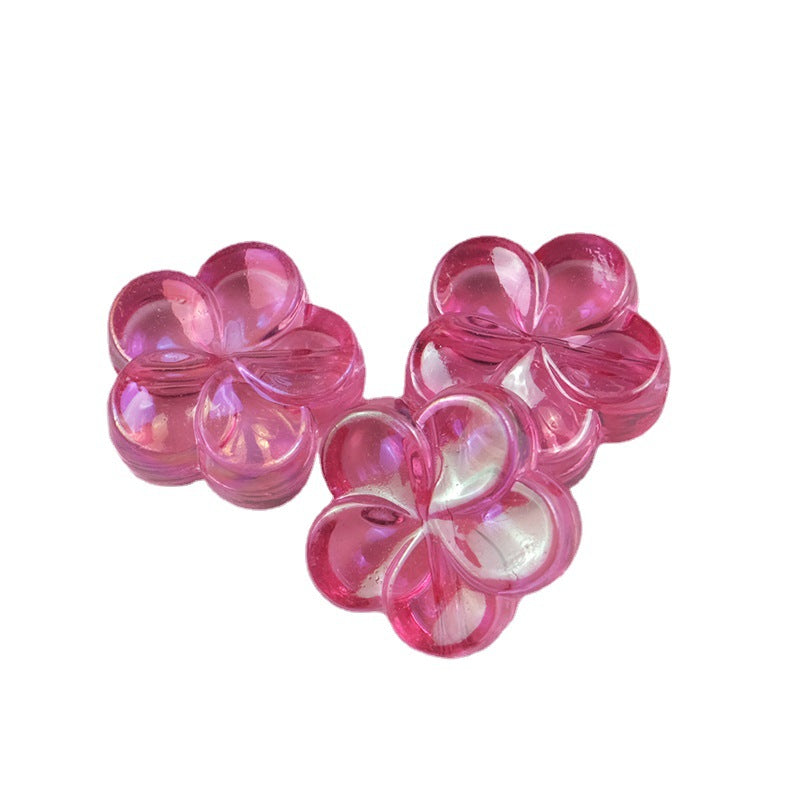 Transparent Flower Acrylic Beads 17mm Flat Plum Blossom 50pcs 3