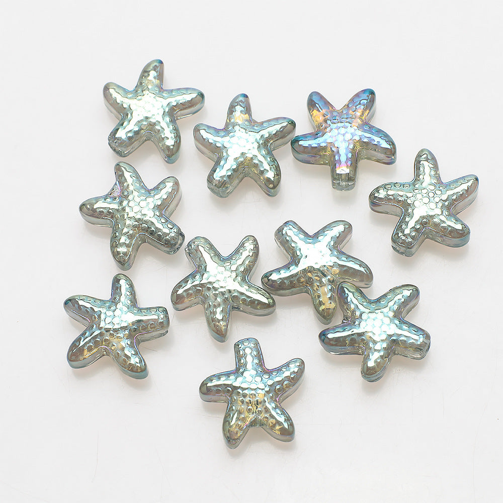 Electroplated Starfish Glass Beads 13-14mm Transparent 30pcs 18