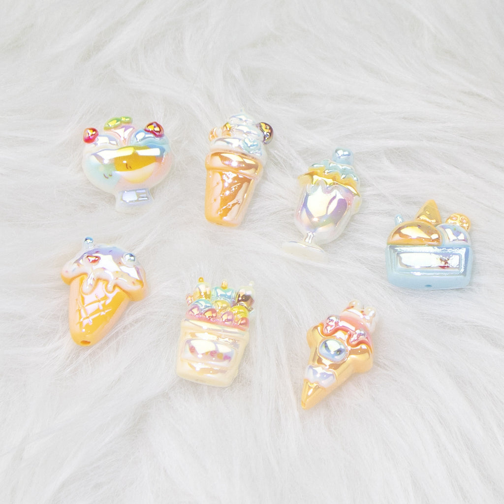 Ice Cream Dessert Resin Beads Glossy Iridescent Pastel 20pcs 2