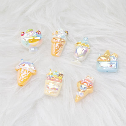 Ice Cream Dessert Resin Beads Glossy Iridescent Pastel 20pcs 2