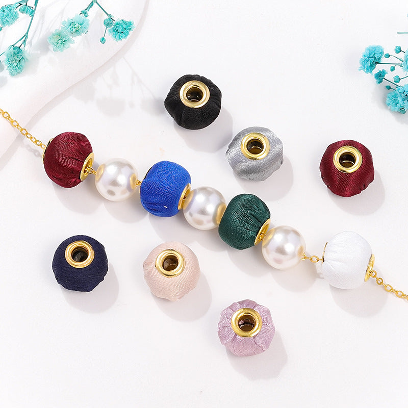 Fabric Spacer Beads 15mm Silky Large Hole 100pcs