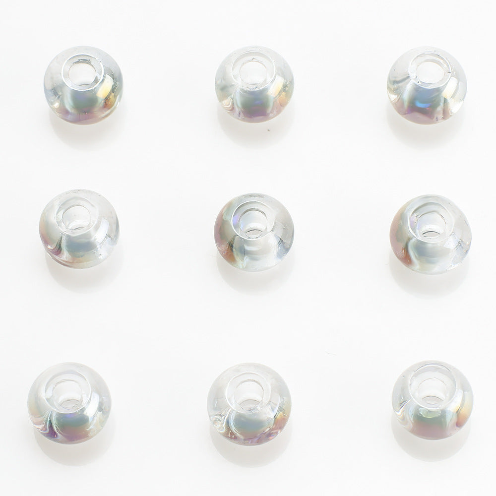 Glass Smooth Spacer Beads 8mm 10mm Large Hole Electroplated 50pcs 17