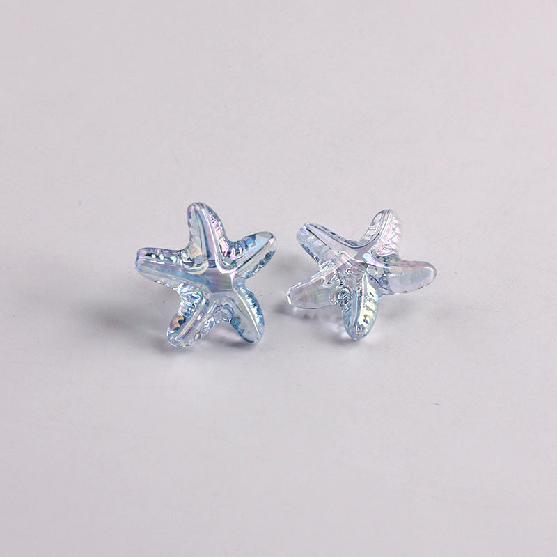 Plating Transparent Starfish Acrylic Beads 19mm Assorted Colors 100pcs 9